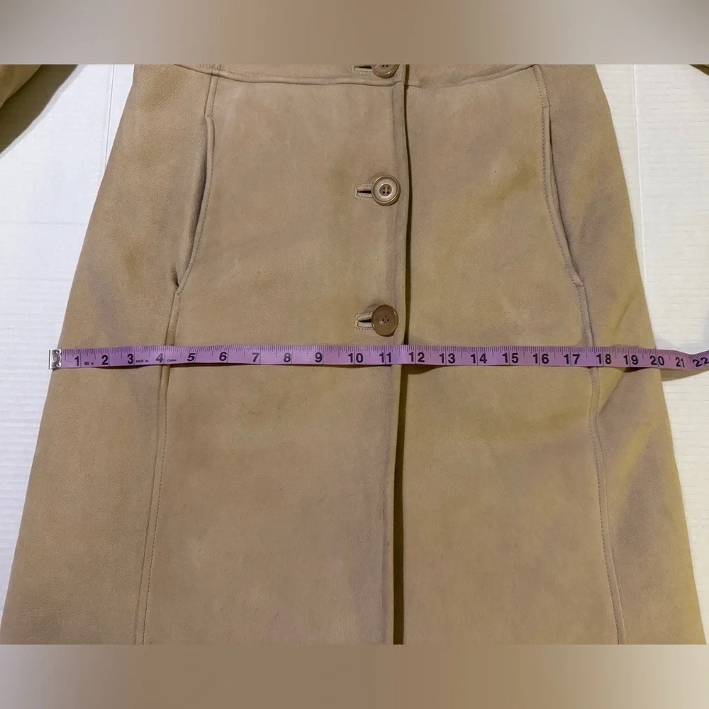 J.Crew Shearling 100% Leather Tan Penny Lane Style Wool Lined Coat Runs small ! - Picture 11 of 12